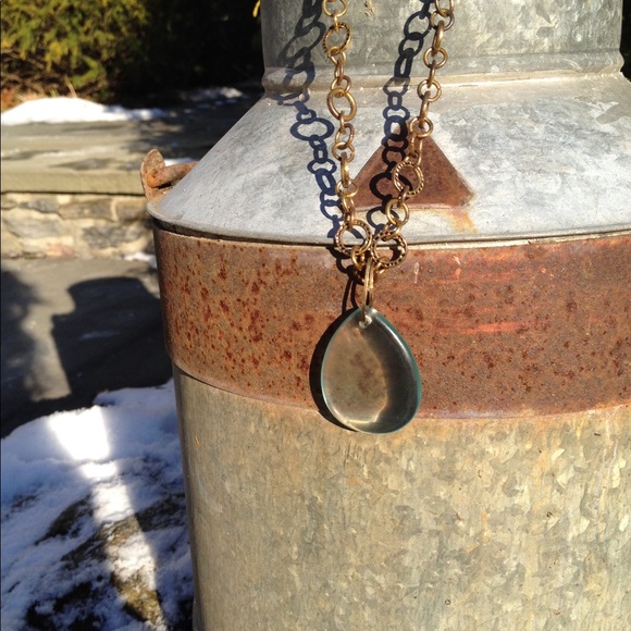 Handmade antique chain with glass pendant - Picture 5 of 5